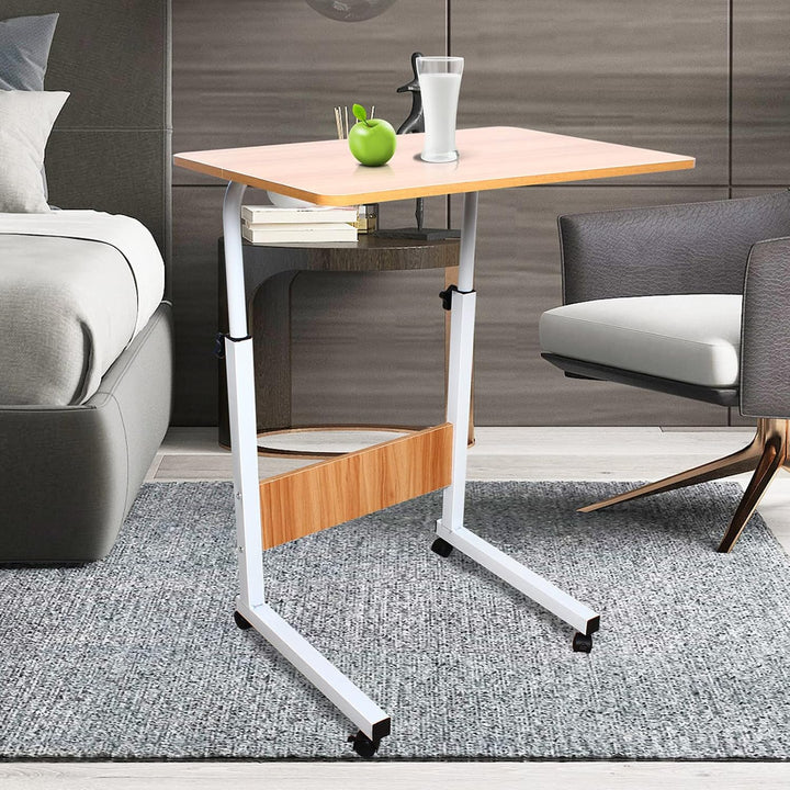Queeucaer Pflegetisch Höhenverstellbar Home-Office-Schreibtische C-förmiger moderner Sofatisch aus H