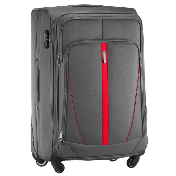 DIAMOND Grosser Weichschalenkoffer XL 28" – Grau, Codura 1200D, 360° Rollen, Zahlenschloss, Erweiter