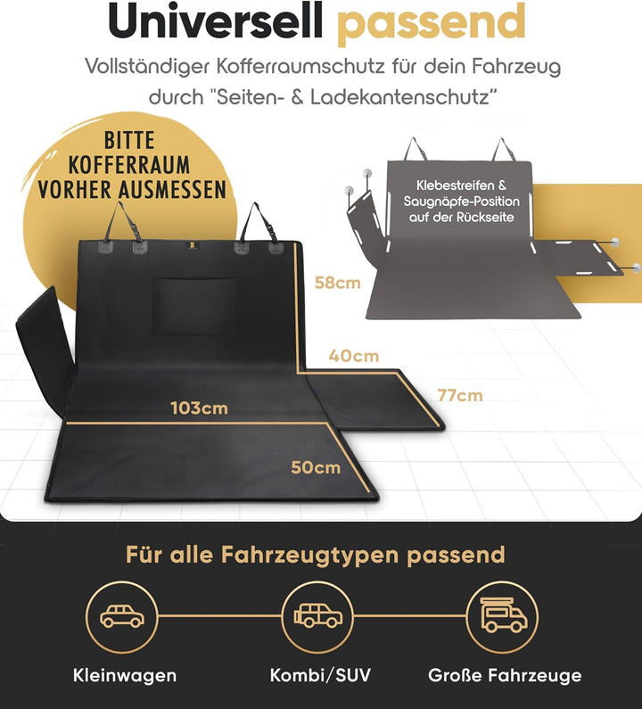 HELDENWERK Kofferraumschutz Hund mit Seiten- und Ladekantenschutz - Universal Auto Kofferraum Hunded