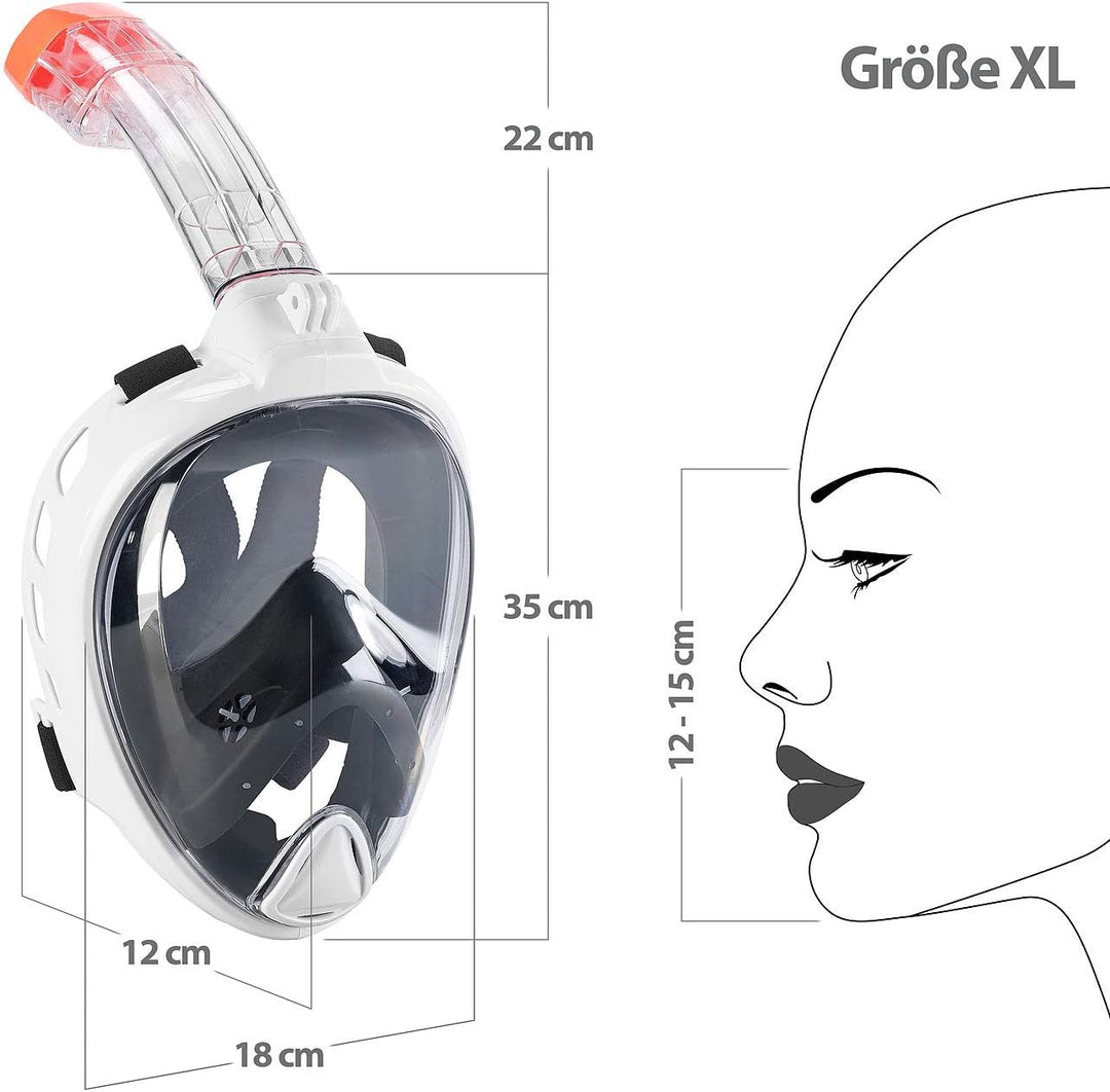 Speeron Schnorchelmaske: Tauchmaske mit Schnorchel und Action-Cam-Halterung, Grösse XL (Schnorchelma