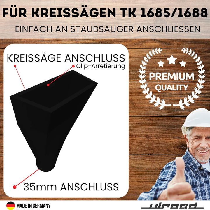 Adapter Absaugung passend für Metabo Kreissäge TK 1685 1688 kompatibel mit Kärcher C35 WD3 WD4 WD5 W