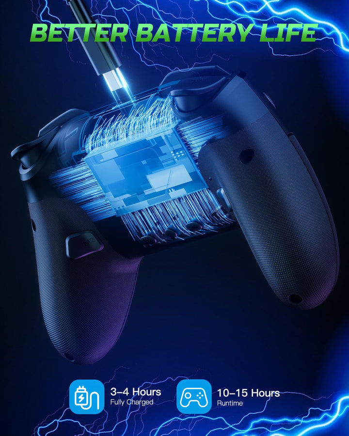 VOYEE Switch Controllers kompatibel mit Switch/Lite/OLED/Windows, 1000mAh Programmierbar RGB Blitz L