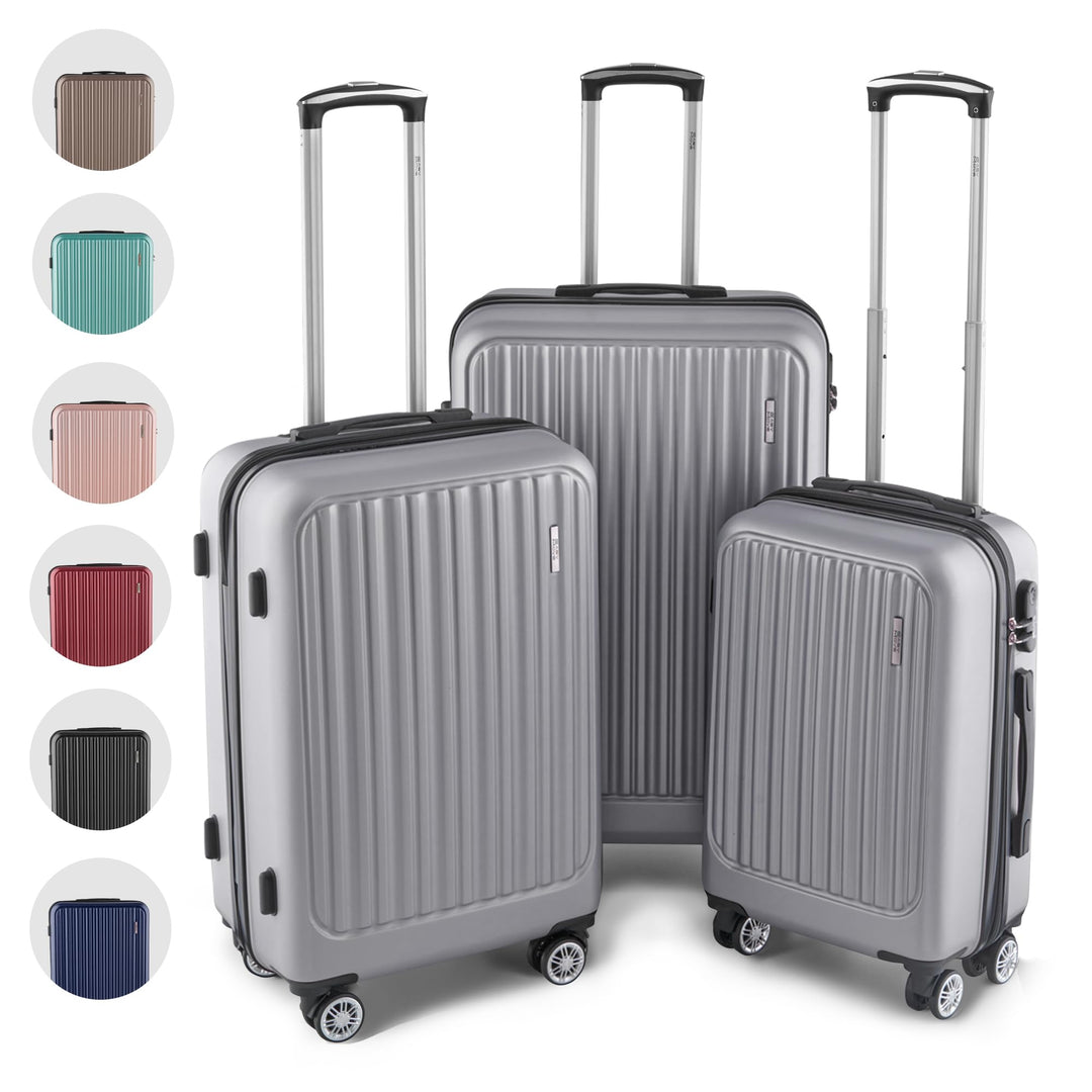 ABS Hartschalenkoffer - Ergonomisch & Sicher - Trolley Koffer Set 3-teilig mit 360° Rädern, Zahlen-S
