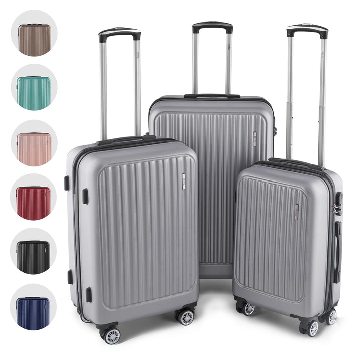 ABS Hartschalenkoffer - Ergonomisch & Sicher - Trolley Koffer Set 3-teilig mit 360° Rädern, Zahlen-S