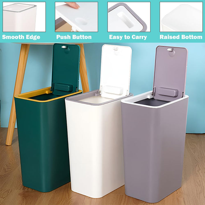 10 Liter Mülleimer Bad,Schmaler Mülleimer Küche mit Deckel,Geruchsdicht Abfalleimer Küche für Badezi