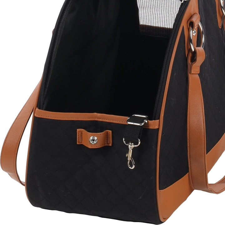 Flamingo Hundetasche - Tragetasche Paddie Schwarz - 41 x 19 x 30 cm - Polyester mit PU-Schaum - Belü
