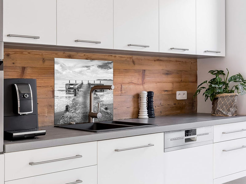 murando Spritzschutz Glas für Küche 80x80 cm Küchenrückwand Küchenspritzschutz Fliesenschutz Glasbil