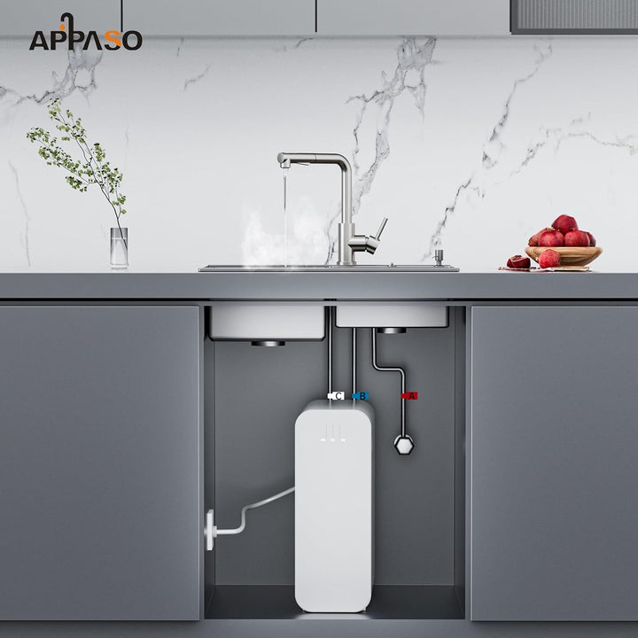 Niederdruck Armatur Küche Ausziehbar APPASO, Niederdruck Küchenarmatur mit Brause, Wasserhahn Küche