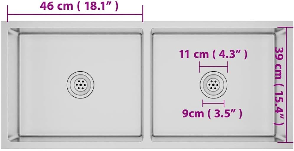 vidaXL Handgemachte Einbauspüle Wasserabfluss in X-Form Spüle Edelstahlspüle Spülbecken Küchenspüle