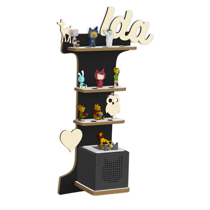 Tonie Regal für Toniebox, Toniebox Regal personalisiert mit Name und Holzsymbolen, Tonie Aufbewahrun