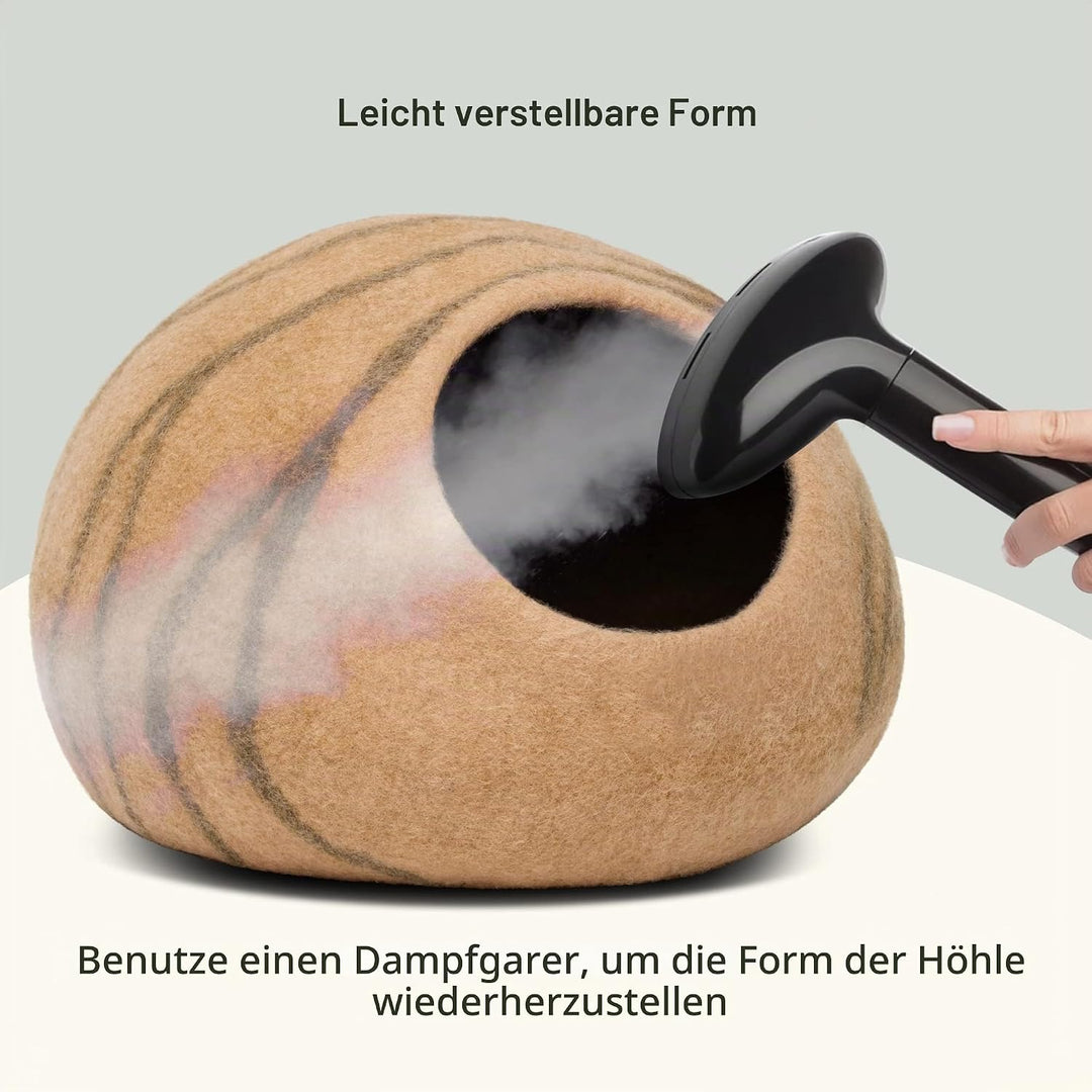 MEOWFIA Katzenbett Höhle – Umweltfreundliche Betten aus 100% Merinowolle für Katzen und Kätzchen (L,