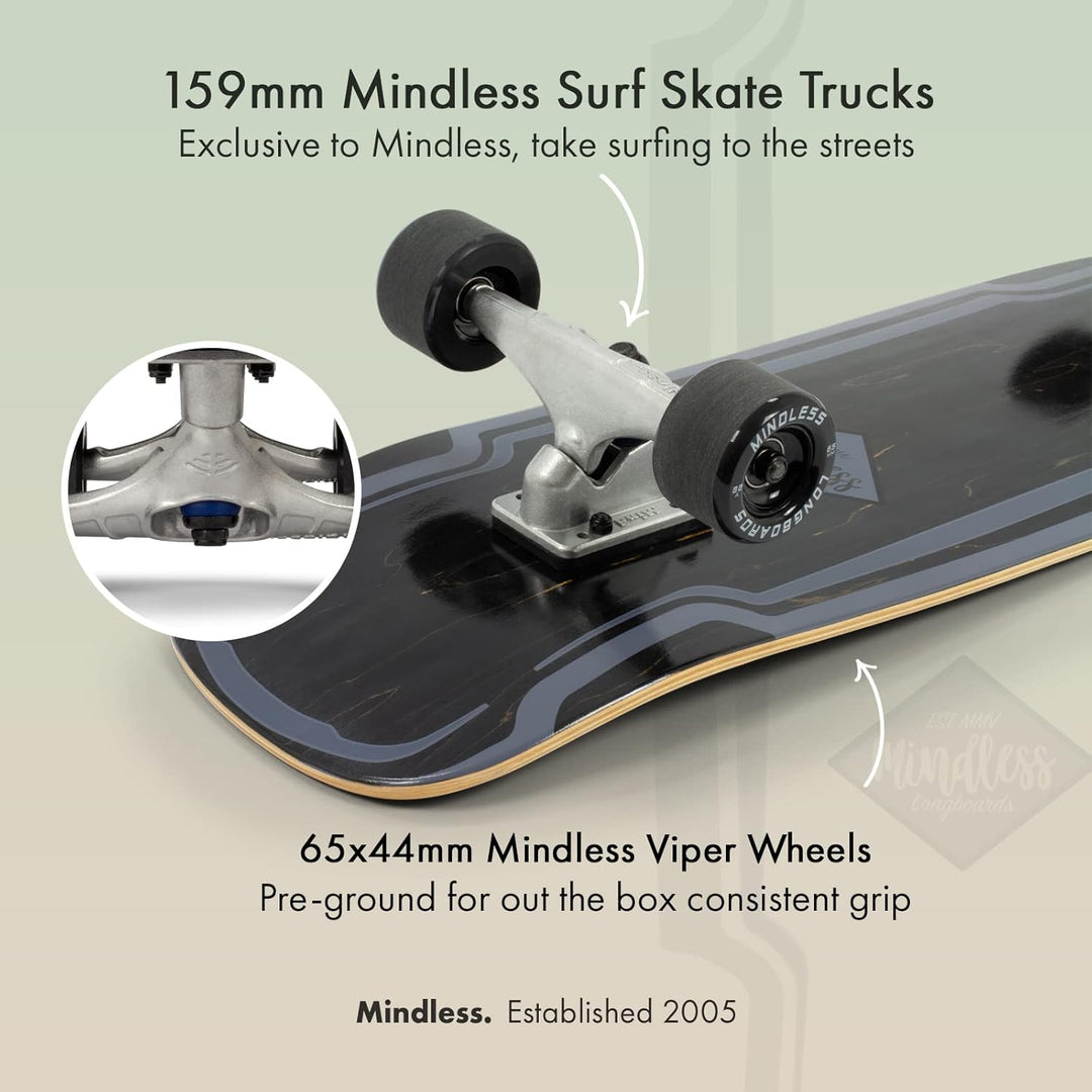 Mindless Longboards Surf Skate Longboard Skateboard Unisex Erwachsene 9.5" Schwarz (Black), 9.5" Sch