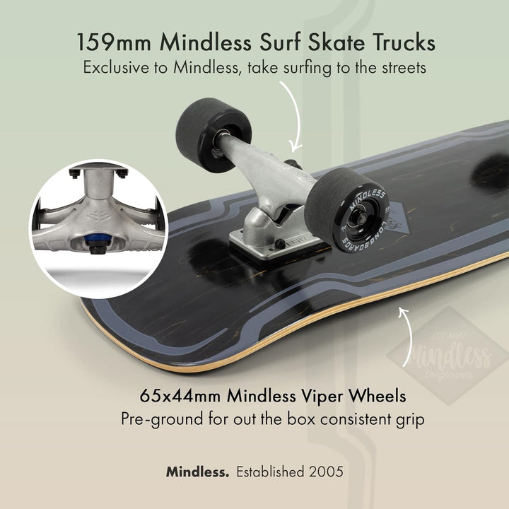 Mindless Longboards Surf Skate Longboard Skateboard Unisex Erwachsene 9.5" Schwarz (Black), 9.5" Sch