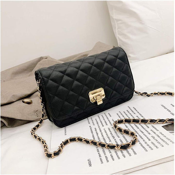 Damen Leder Schultertasche Mode Clutch Handtasche gesteppt Designer Crossbody Tasche mit Kettenrieme