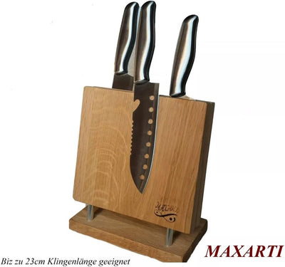 Maxarti - 100% Eiche Magnetischer Messerhalter, Doppelseitig, Messerblock, Messerleiste ohne Messer