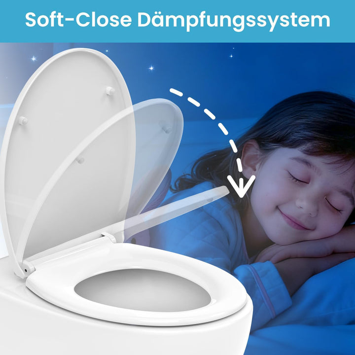 WC Sitz mit absenkautomatik Oval, Weiss, Toilettendeckel mit Quick-Release Funktion, Klobrille, Klod