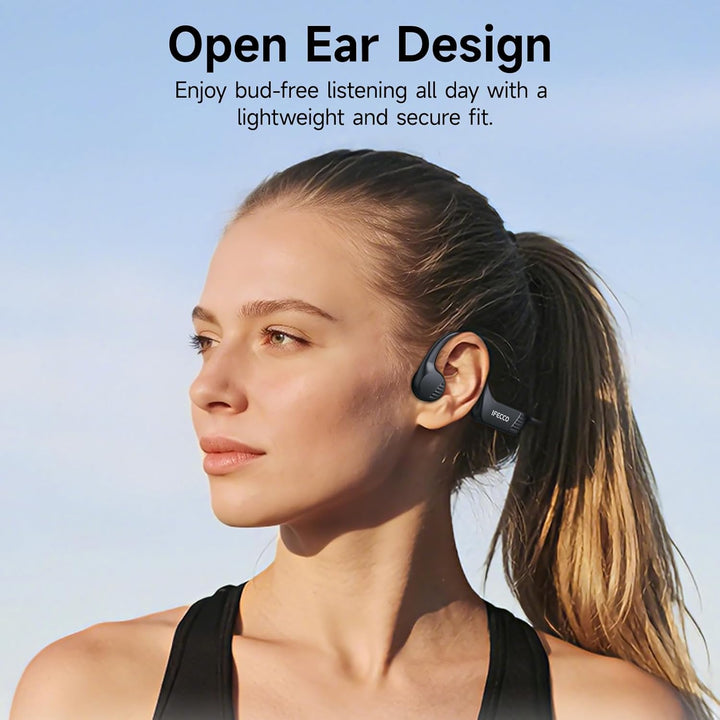 IFECCO Knochenschall Kopfhörer Bluetooth 6.0, Open Ear Kopfhörer Kabellos IP67 wasserdichte Schweiss