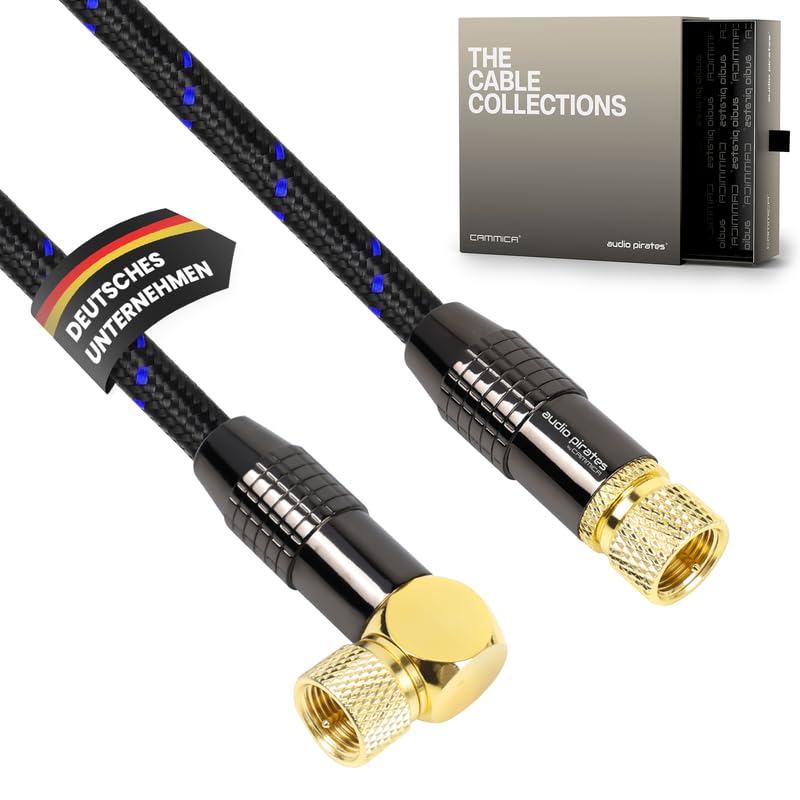 audio pirates RG6 Koaxialkabel – SAT-Kabel mit 90° angewinkeltem F-Stecker – Doppelt geschirmtes Koa