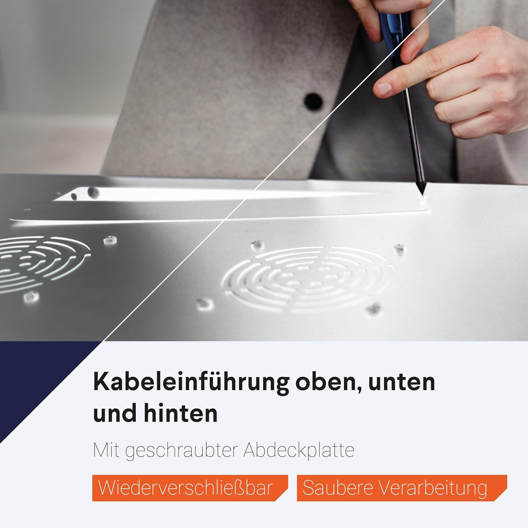 9HE Netzwerkschrank (Serverschrank) 19 Zoll wendbares Wandgehäuse mit Glastür - Weiss (BxTxH) 600 x