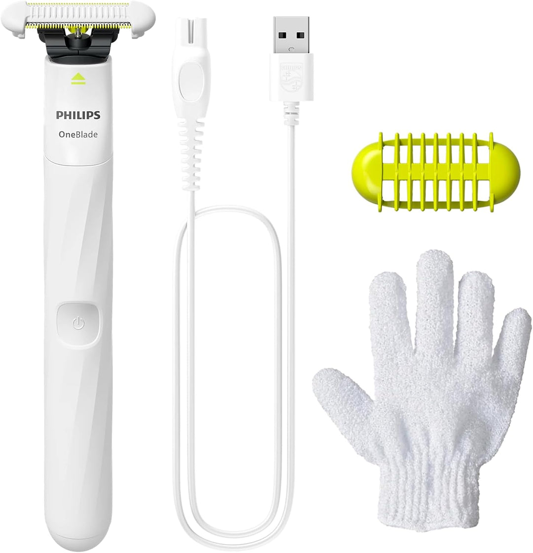 Philips OneBlade Intimrasierer mit Hautschutzklinge, wasserdicht, wiederaufladbar, Weiss