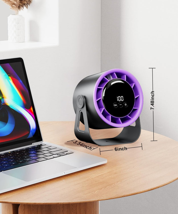 Macchiatto Tischventilator USB mit Akku, Leiser Mini Ventilator, 4 Geschwindigkeiten, 360° Verstellb