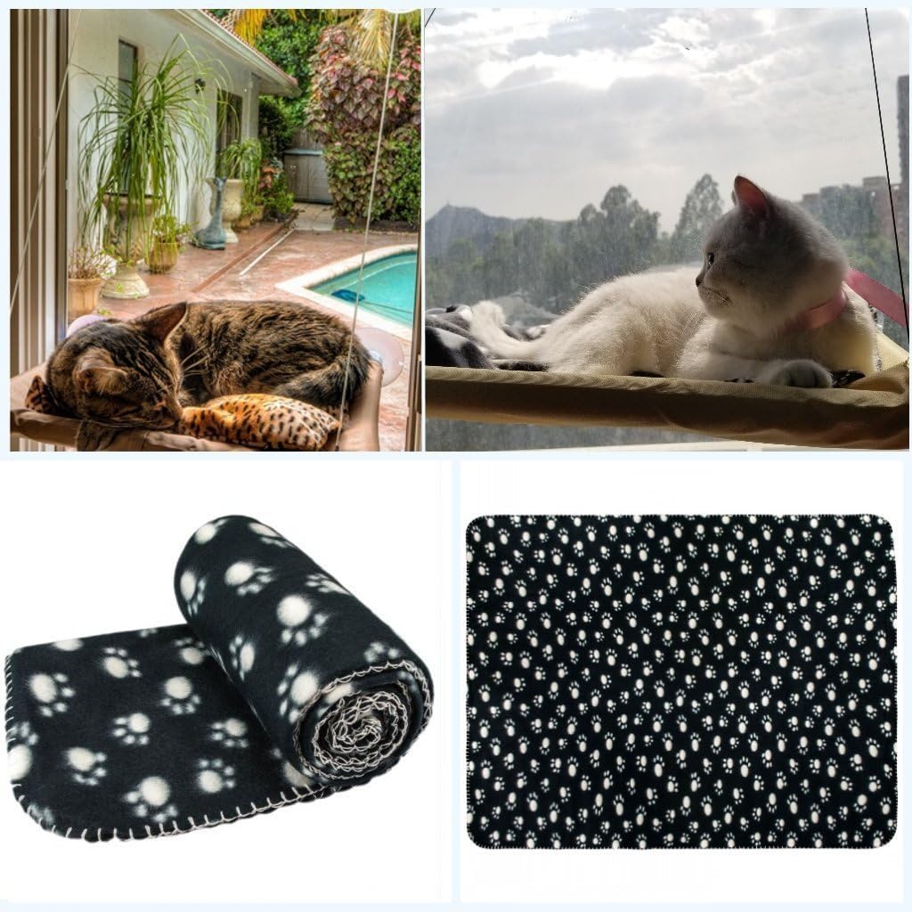 JZK Katzen Fensterplatz Window Lounger Katzen Hängematte + Katzendecke, Sonnenbad Katzenbett Haustie
