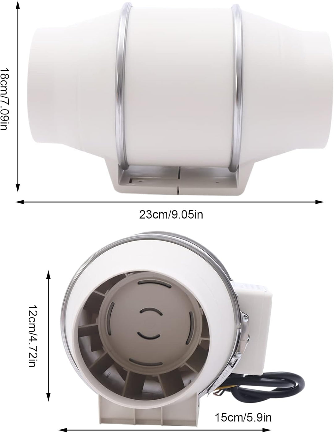 Rohrventilator Rohrlüfter, 40W 220V Abluftventilator, 5 Inch 34 dB Kanal Radialventilator für Keller