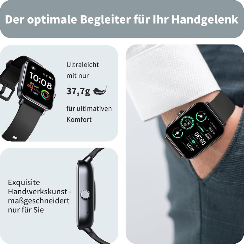 Smartwatch Herren mit Telefonfunktion und Alexa Built-in, 1.8" Fitnessuhr mit Schrittzähler Herzfreq