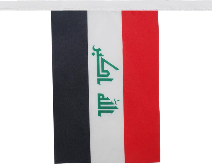 AZ FLAG FAHNENKETTE IRAK 12 Meter mit 20 flaggen 45x30cm- IRAKISCHE Girlande Flaggenkette 30 x 45 cm