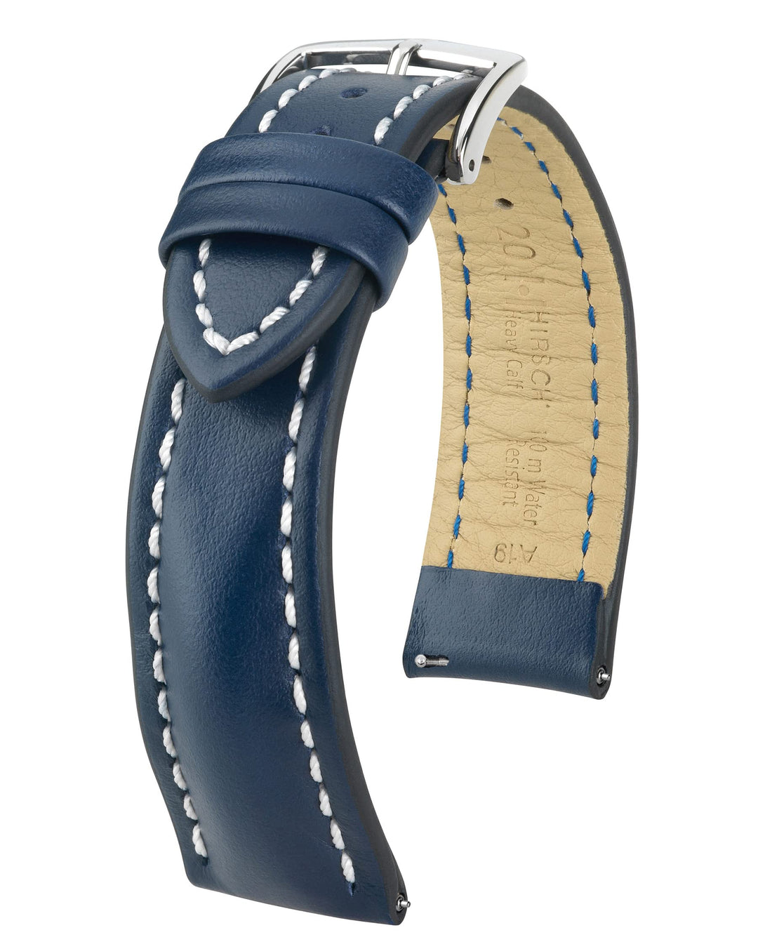 HIRSCH Herren Uhrenarmband Kalbsleder Modell Heavy Calf 24 mm Blau, Blau