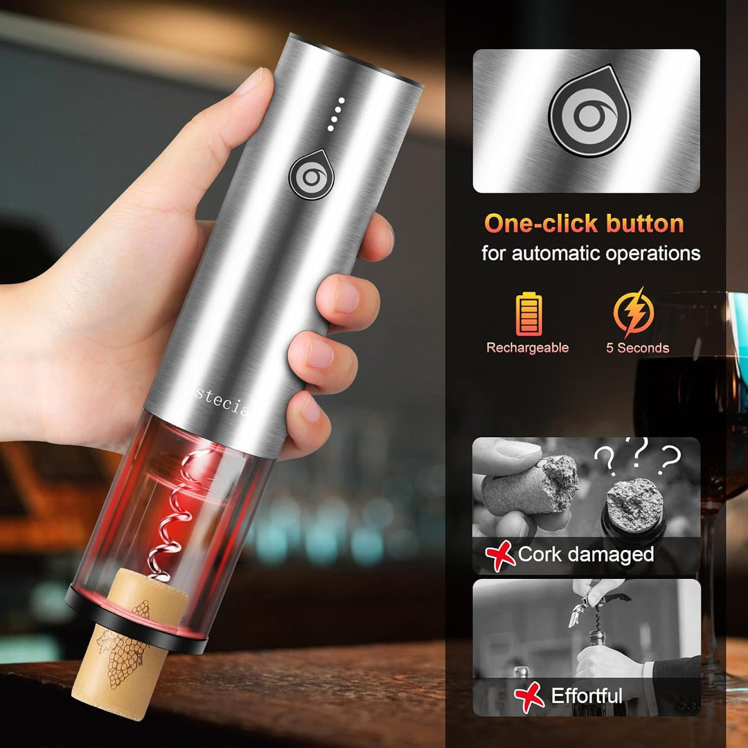 Elektrischer Weinöffner, Geschenk-Set mit Holzkoffer, automatisches elektrisches Weinflaschenöffner-