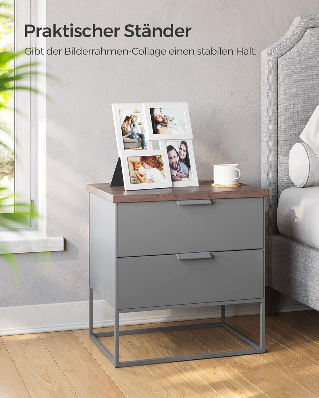 SONGMICS Bilderrahmen, Mehrfachbilderrahmen für 4 Fotos, Fotogrösse 10 x 15 cm, Fotogalerie, Glassch