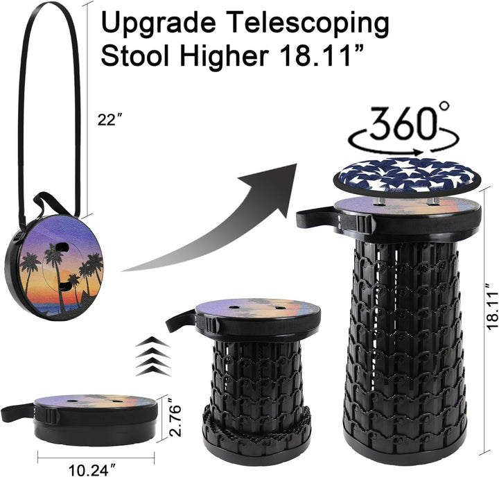 ALEVMOOM Tragbarer Klapphocker,Camping Hocker Teleskophocker,Klappbarer Hocker,Mini Leichte Campingh