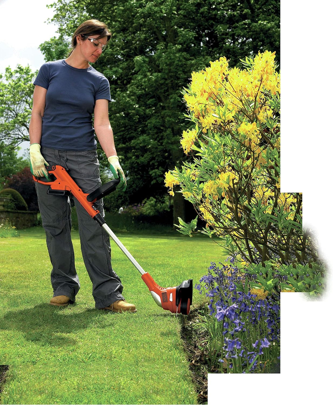 Black+Decker Akku-Rasentrimmer (18V 2,0Ah Li-Ion, Schnittbreite 23 cm, Zweithandgriff, Kantenschneid