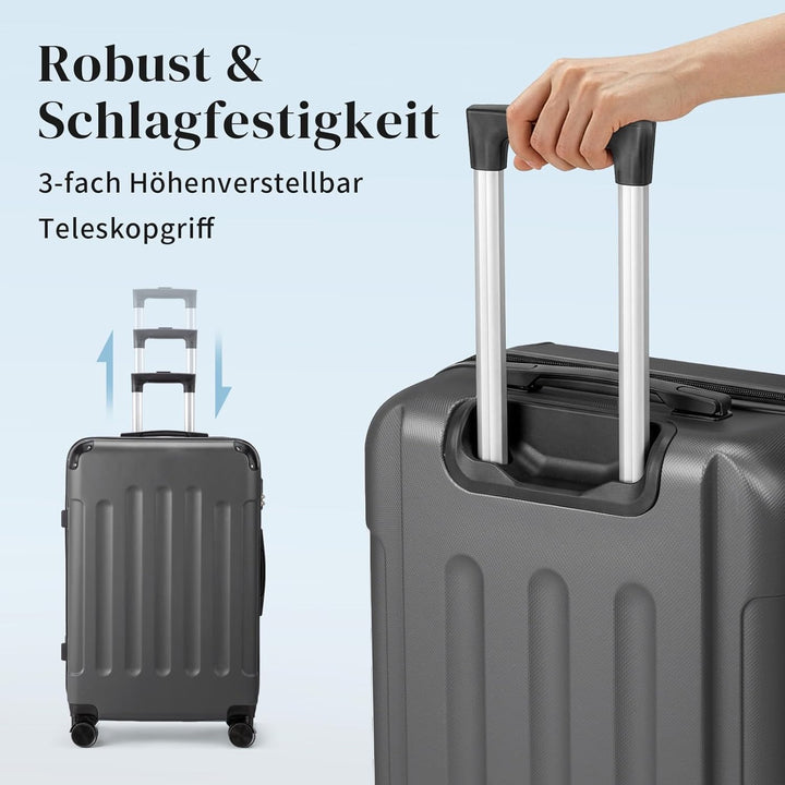 LALAHO Kofferset 4 teilig Hartschale mit verstärkten Ecken, Reisekoffer mit Rollen Gross, Koffer Set