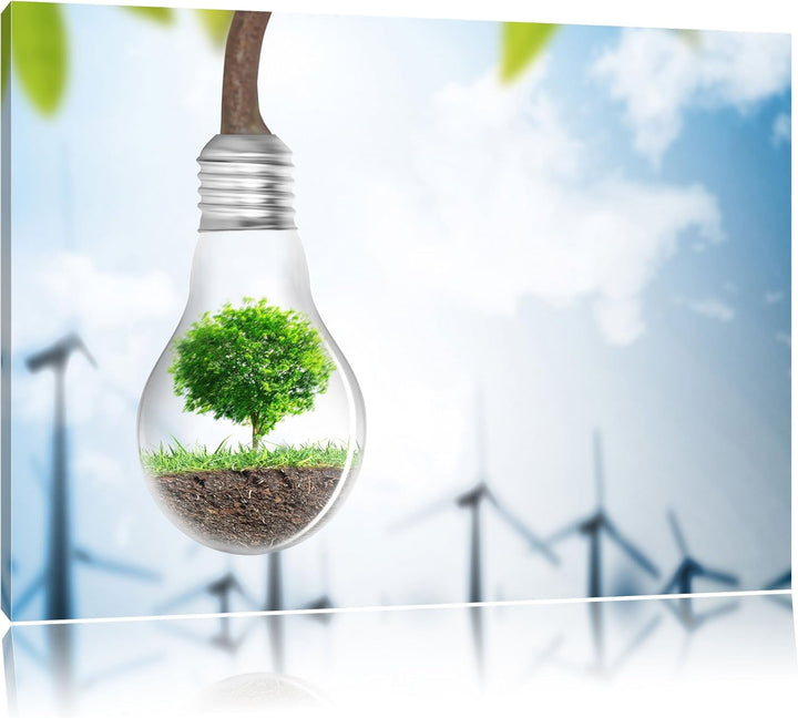 Pixxprint Light Bulb Energy Concept als Leinwandbild/Grösse: 100x70 cm/Wandbild/Kunstdruck/fertig be