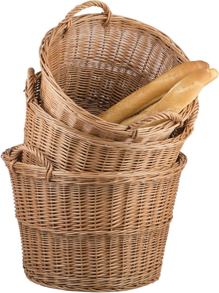 Baguettekorb mit Tragegriffen, Gartenkorb aus Weide, Vollweidener Gartenkorb, Kaminkorb aus Weide, n