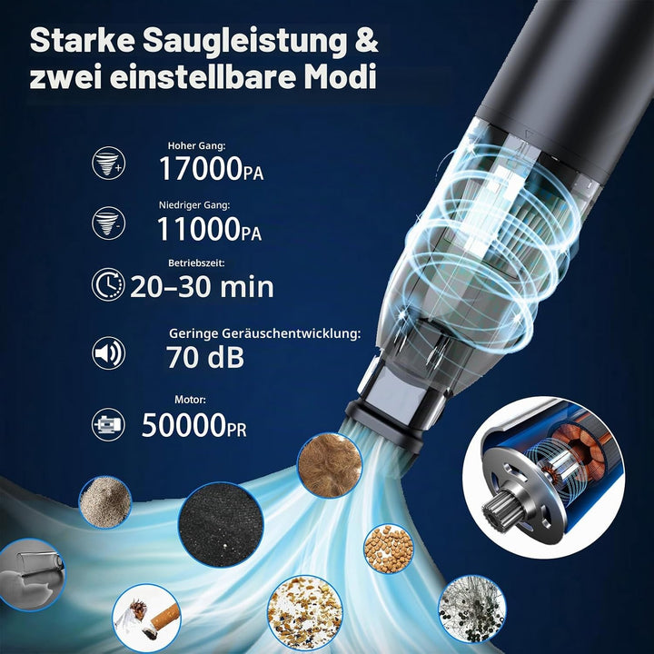 Handstaubsauger, 17000pa tragbarer Autostaubsauger und Staubsauger 2 in 1 LED und diverses Zubehör,