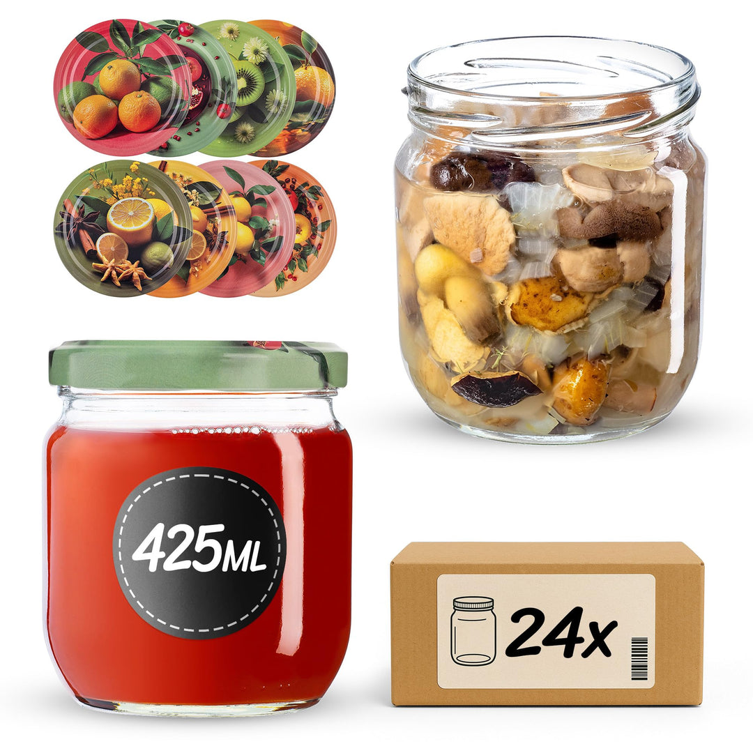 KADAX Einmachgläser 425ml TO82, Sturzgläser Mason Jar mit Schraubdeckel, Luftdichte Twist-off Gläser