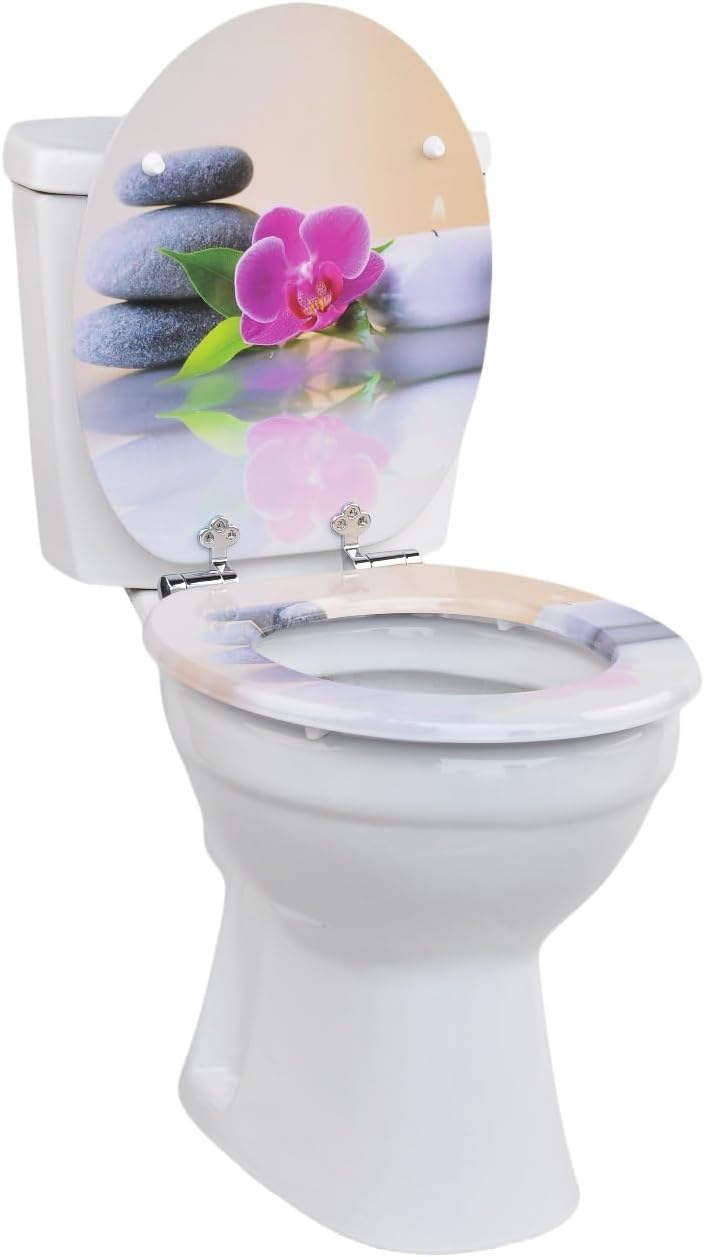 WC Sitz mit Absenkautomatik, Toilettendeckel aus Holz, Stabile Qualität, Einfache Reinigung H351, H3