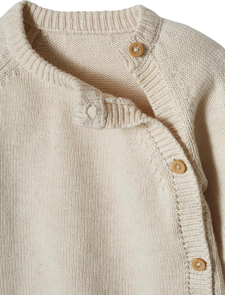 Vertbaudet Baby Strickpullover, Knöpfe vorn beige meliert 74