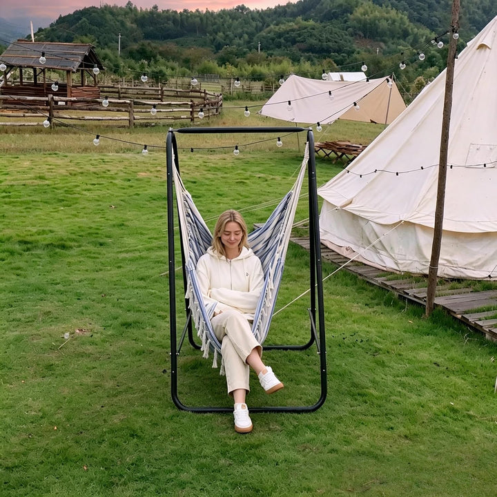 CCLIFE Hängesessel mit Gestell Kissen Hängeschaukel Hängestuhl Bis 100kg Indoor & Outdoor Garten Hän