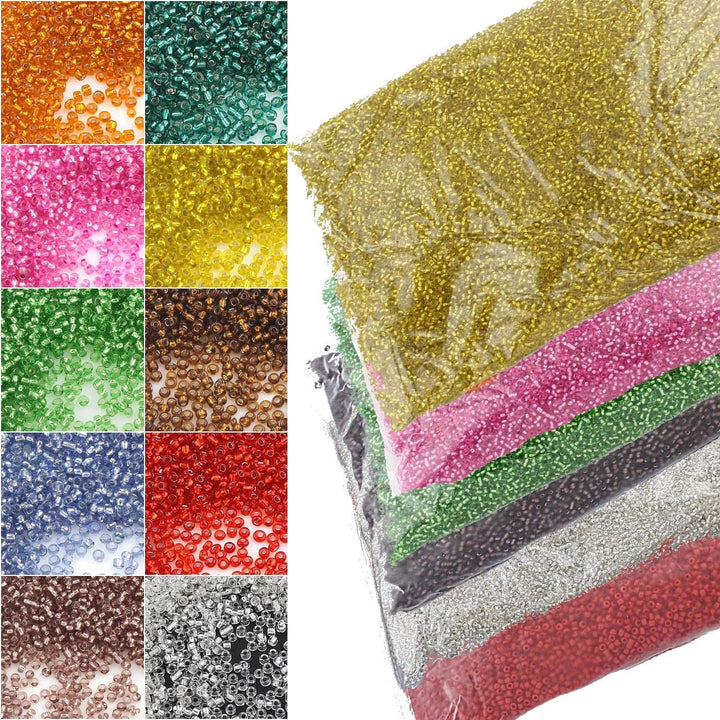 4,5 Kilo Rocailles Perlen Silbereinzug Set 2mm 10 farben 11/0 Glasperlen Grosshandel Perlenset, POST