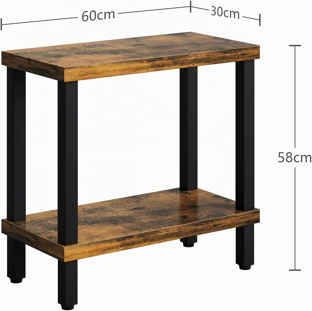 Beistelltisch Holz 2 Tier Couchtisch Nachttisch Schmal Beistelltische Klein mit Stauraum für Wohnzim