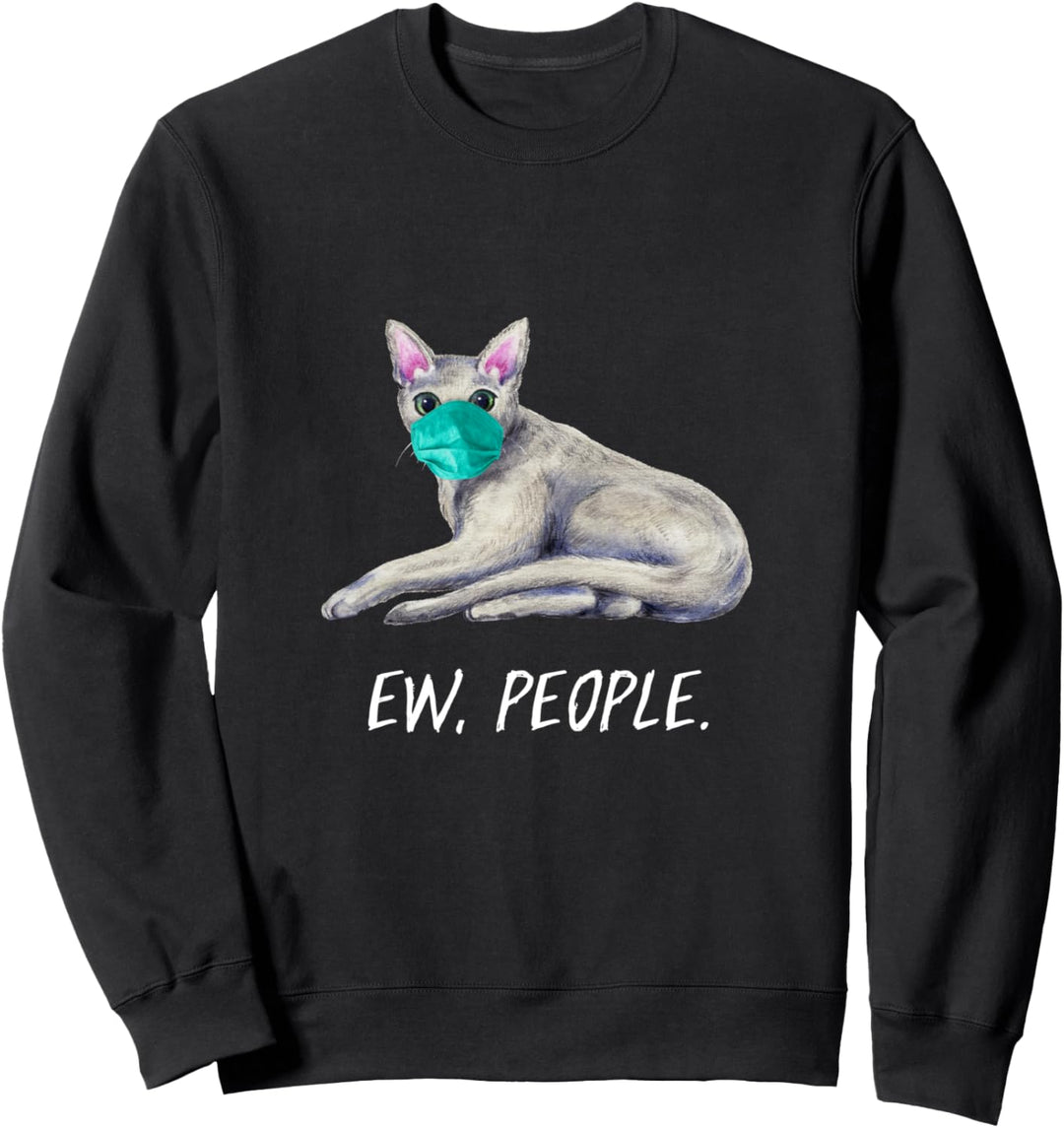 RUSSISCH BLAU Katze mit Gesichtsmaske Mundschutz Sweatshirt