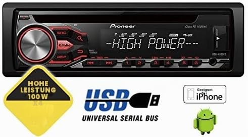 Pioneer DEH-4800FD High Power Autoradio mit RDS-Tuner, USB und AUX-In Unterstützt iPod/iPhone und di