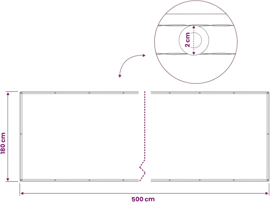 vidaXL Balkon Sichtschutz 180 x 500 cm Stoff mit PU-Beschichtung, Balkon Sichtschutz, Outdoor Privat