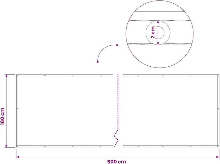 vidaXL Balkon Sichtschutz 180 x 500 cm Stoff mit PU-Beschichtung, Balkon Sichtschutz, Outdoor Privat