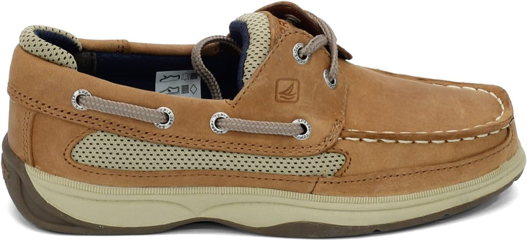 Sperry Lanyard Boat Shoe (Little Kid/Big Kid),Dark Tan/Navy,6.5 M US Big Kid