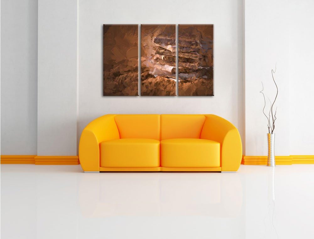 Pixxprint Schokoladenstücken Pinsel Effekt 3-Teiler Leinwandbild 120x80 Bild auf Leinwand